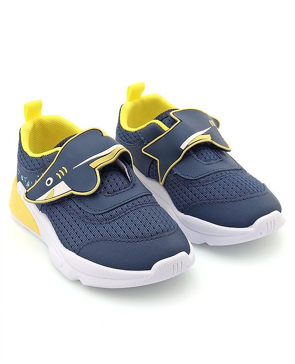 Cute Walk by Babyhug Sneaker with Velcro Closure & Shark Applique - Navy Blue