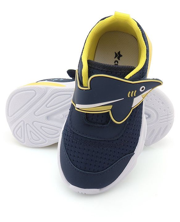 Cute Walk by Babyhug Sneaker with Velcro Closure & Shark Applique - Navy Blue