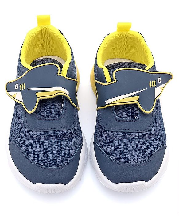 Cute Walk by Babyhug Sneaker with Velcro Closure & Shark Applique - Navy Blue