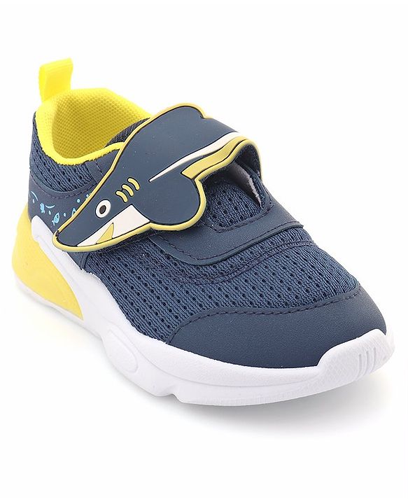 Cute Walk by Babyhug Sneaker with Velcro Closure & Shark Applique - Navy Blue