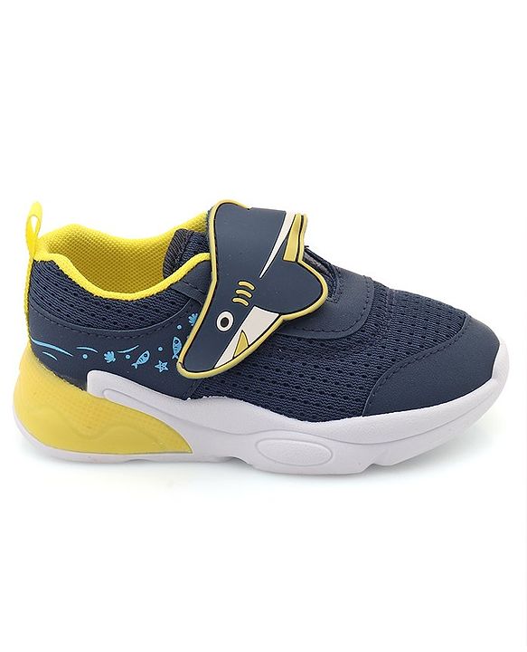 Cute Walk by Babyhug Sneaker with Velcro Closure & Shark Applique - Navy Blue