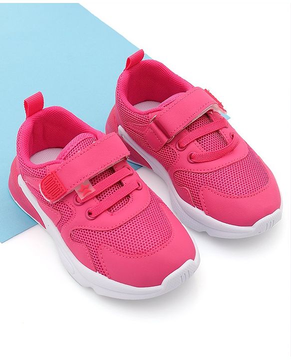Cute Walk by Babyhug Sneaker Shoes with Velcro Closure - Fuchsia