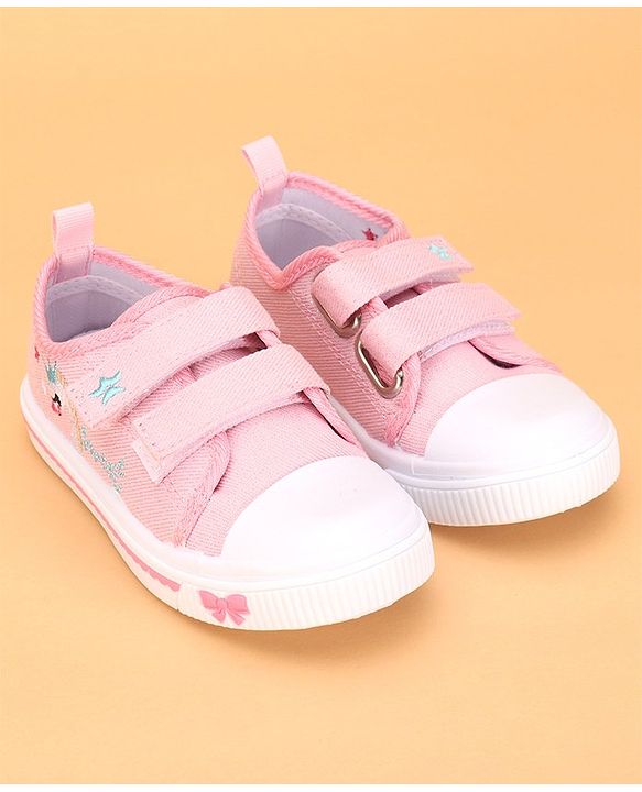 Cute Walk by Babyhug Casual Shoes With Velcro Closure and Swan Embroidery - Pink