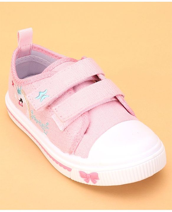 Cute Walk by Babyhug Casual Shoes With Velcro Closure and Swan Embroidery - Pink