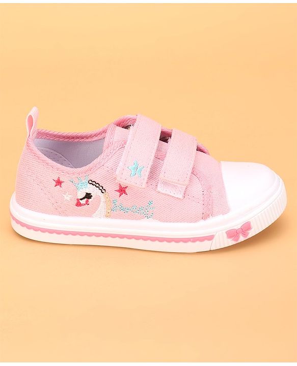 Cute Walk by Babyhug Casual Shoes With Velcro Closure and Swan Embroidery - Pink