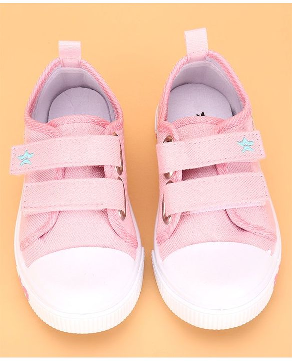 Cute Walk by Babyhug Casual Shoes With Velcro Closure and Swan Embroidery - Pink