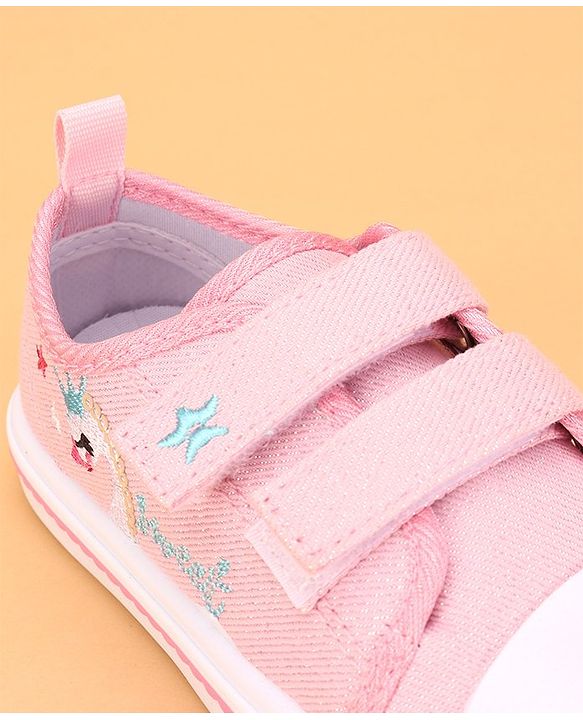 Cute Walk by Babyhug Casual Shoes With Velcro Closure and Swan Embroidery - Pink