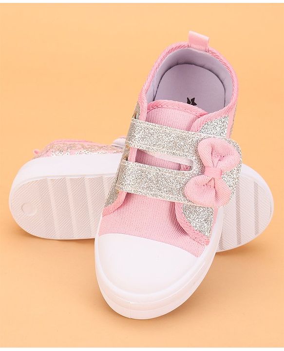 Cute Walk by Babyhug Casual Shoes Sequin Detailing & Bow Applique - Pink