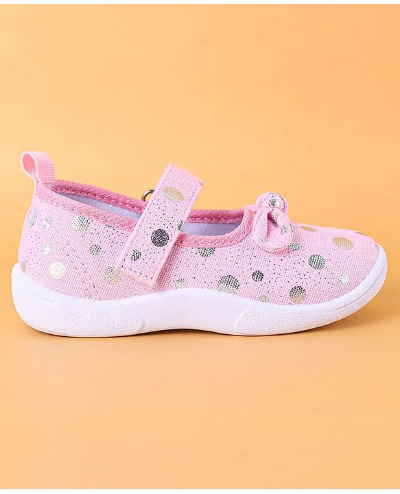 Cute Walk by Babyhug Slip On Casual Shoes with Velcro Closure & Polka Dots Print - Pink