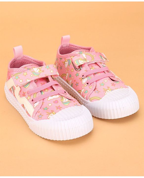 Cute Walk by Babyhug Slip On Casual Shoes with Velcro Closure & Unicorn Print - Pink