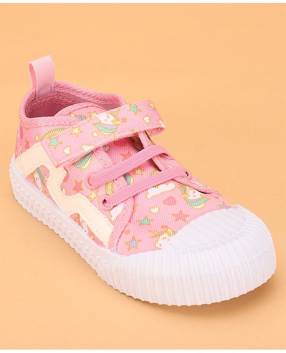 Cute Walk by Babyhug Slip On Casual Shoes with Velcro Closure & Unicorn Print - Pink