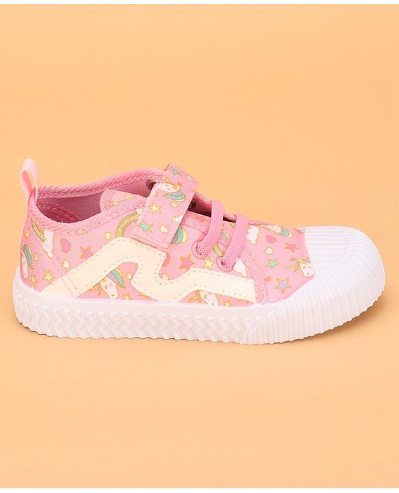 Cute Walk by Babyhug Slip On Casual Shoes with Velcro Closure & Unicorn Print - Pink