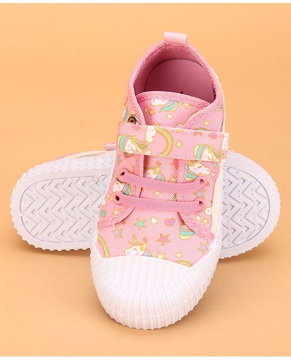 Cute Walk by Babyhug Slip On Casual Shoes with Velcro Closure & Unicorn Print - Pink