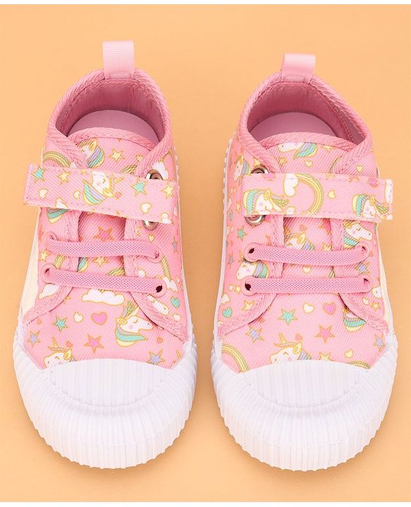 Cute Walk by Babyhug Slip On Casual Shoes with Velcro Closure & Unicorn Print - Pink
