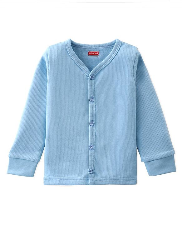 Babyhug Front Open Full Sleeves Solid Thermal Vest - Blue