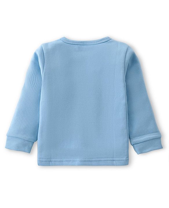Babyhug Front Open Full Sleeves Solid Thermal Vest - Blue