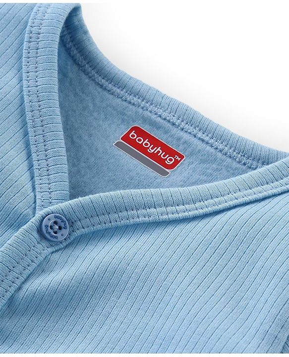 Babyhug Front Open Full Sleeves Solid Thermal Vest - Blue