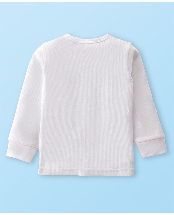 Babyhug Front Open Full Sleeves Solid Thermal Vest - Off White