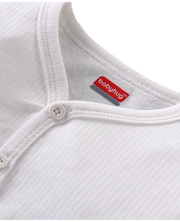 Babyhug Front Open Full Sleeves Solid Thermal Vest - Off White