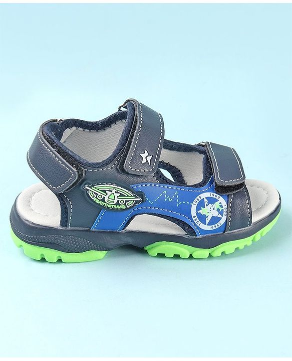 Cute Walk by Babyhug Double Velcro Closure Star Printed Sandals - Grey