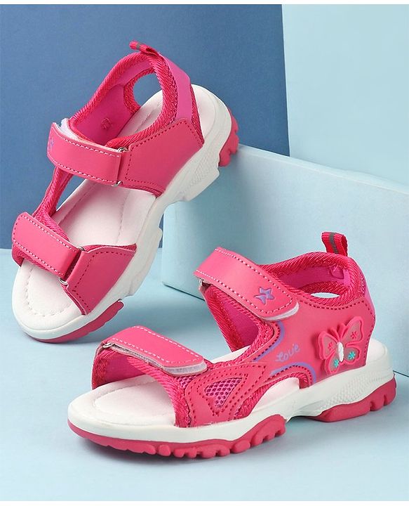 Cute Walk by Babyhug Sandals with Velcro Closure & Butterfly Applique -  Fuchsia