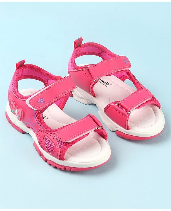 Cute Walk by Babyhug Sandals with Velcro Closure & Butterfly Applique -  Fuchsia