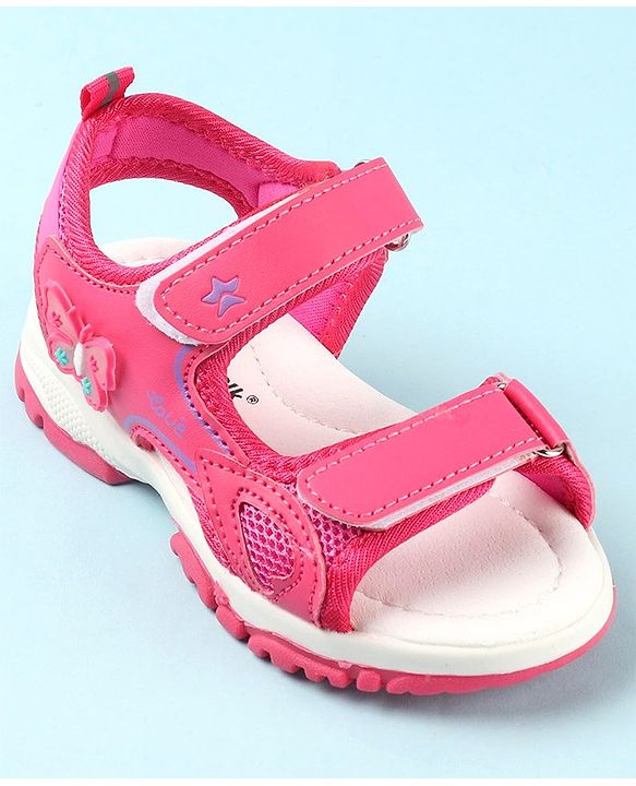 Cute Walk by Babyhug Sandals with Velcro Closure & Butterfly Applique -  Fuchsia