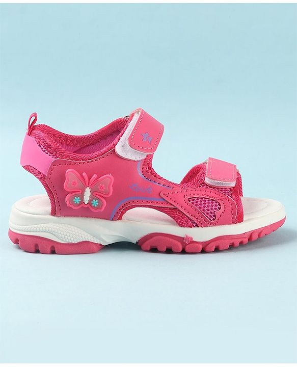 Cute Walk by Babyhug Sandals with Velcro Closure & Butterfly Applique -  Fuchsia