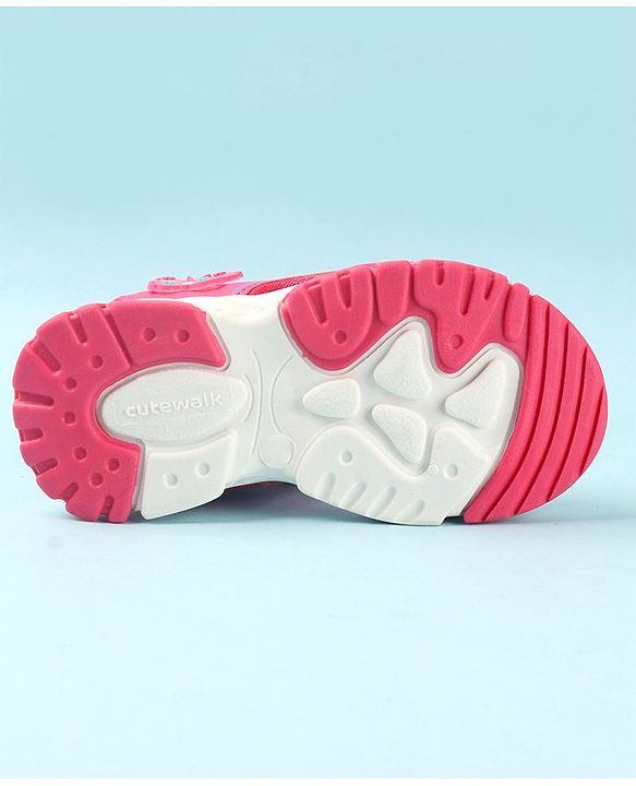 Cute Walk by Babyhug Sandals with Velcro Closure & Butterfly Applique -  Fuchsia