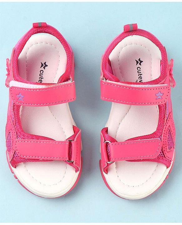 Cute Walk by Babyhug Sandals with Velcro Closure & Butterfly Applique -  Fuchsia