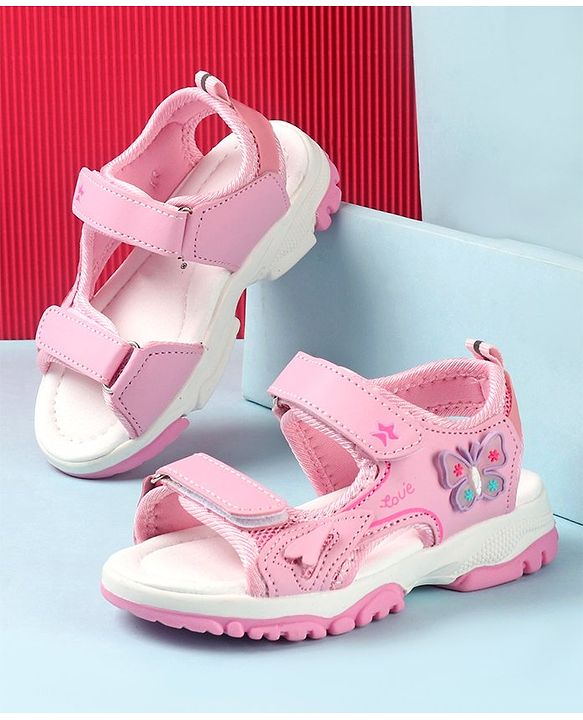 Cute Walk by Babyhug Sandals with Velcro Closure & Butterfly Applique -  Pink