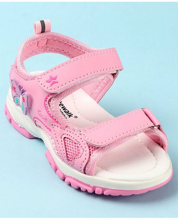 Cute Walk by Babyhug Sandals with Velcro Closure & Butterfly Applique -  Pink