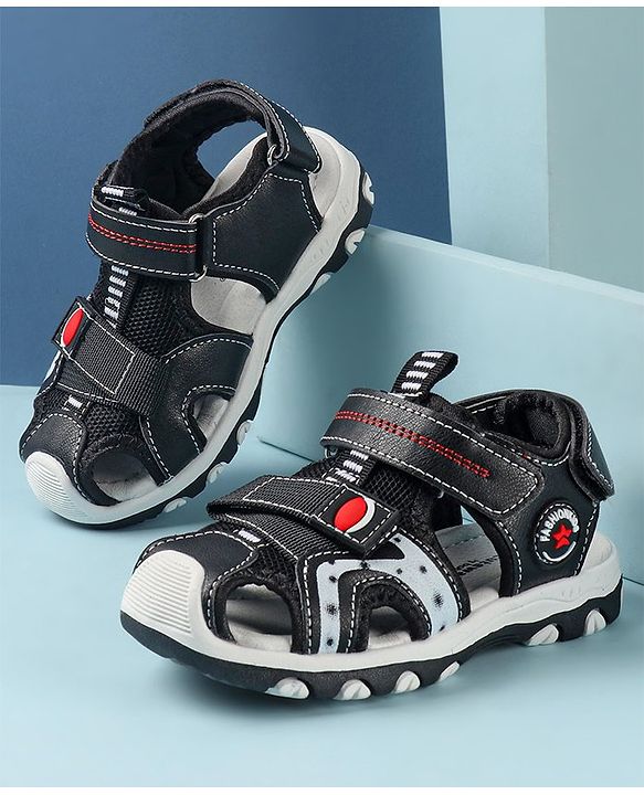 Cute Walk by Babyhug Slip On Sandals with Velcro Closure - Black