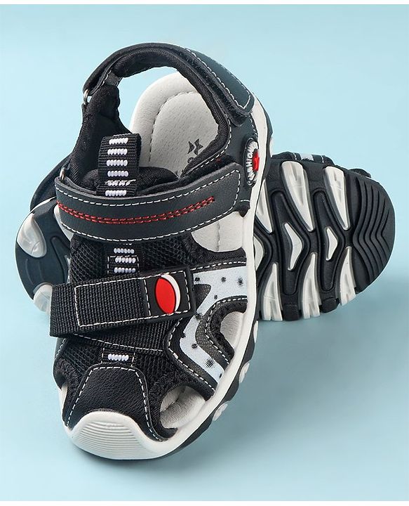 Cute Walk by Babyhug Slip On Sandals with Velcro Closure - Black