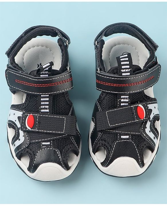 Cute Walk by Babyhug Slip On Sandals with Velcro Closure - Black