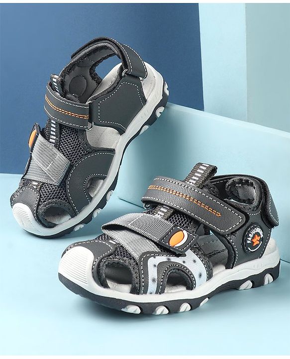 Cute Walk by Babyhug Slip On Sandals with Velcro Closure - Grey