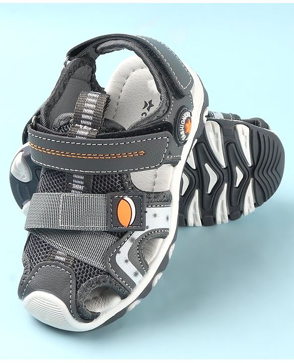 Cute Walk by Babyhug Slip On Sandals with Velcro Closure - Grey