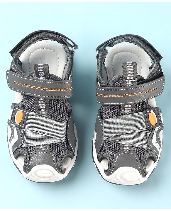 Cute Walk by Babyhug Slip On Sandals with Velcro Closure - Grey