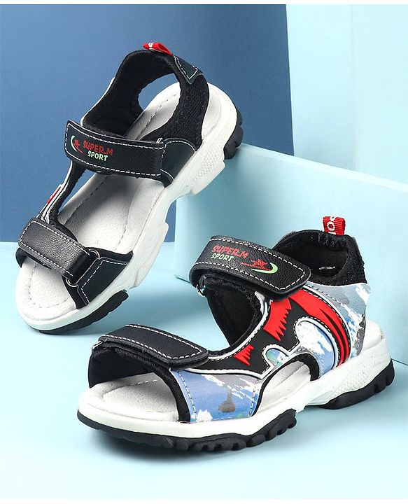 Cute Walk by Babyhug Slip On Sandals with Velcro Closure - Black