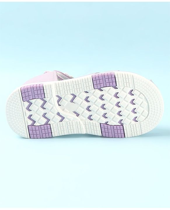 Cute Walk by Babyhug Slip On Sandals with Floral Appliques & Velcro Closure - Purple
