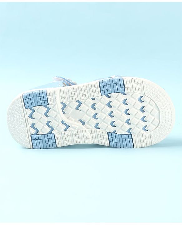 Cute Walk by Babyhug Slip On Sandals with Floral Appliques & Velcro Closure - Blue