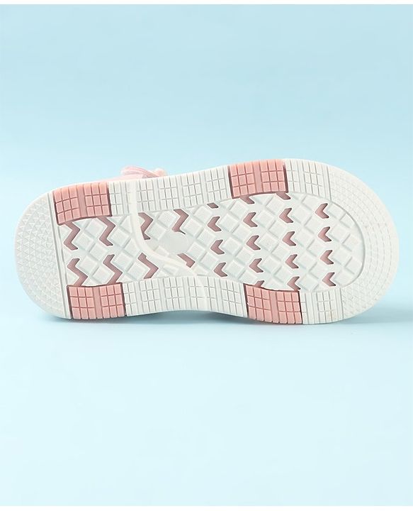 Cute Walk by Babyhug Slip On Sandals with Floral Appliques & Velcro Closure - Pink