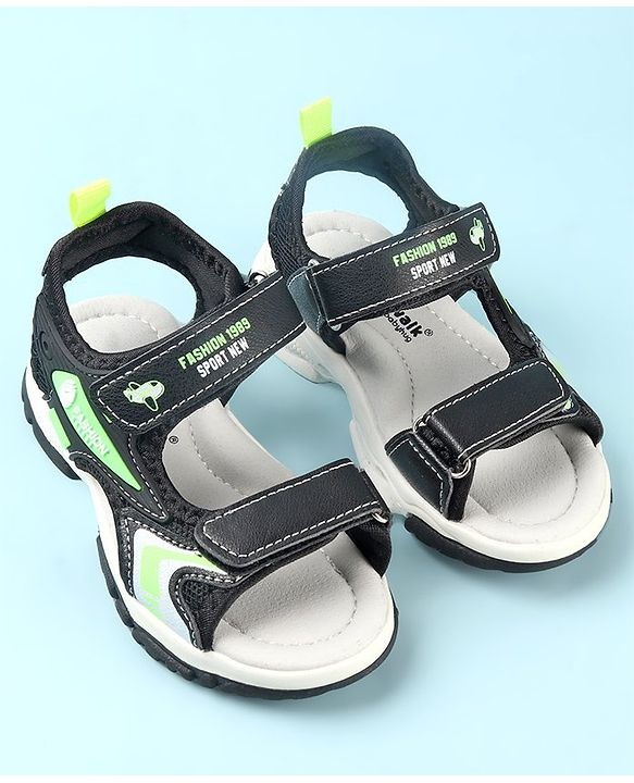 Cute Walk by Babyhug Slip On Sandals with Velcro Closure - Black