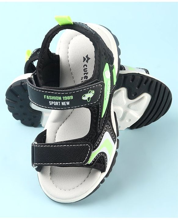 Cute Walk by Babyhug Slip On Sandals with Velcro Closure - Black