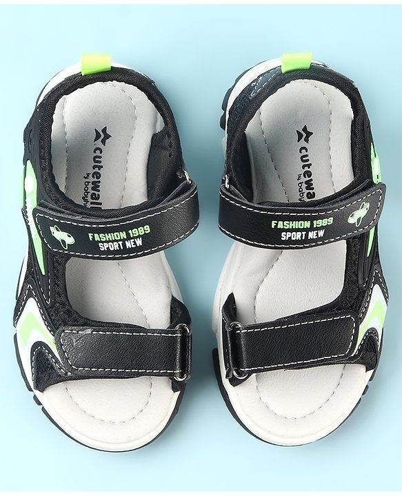 Cute Walk by Babyhug Slip On Sandals with Velcro Closure - Black