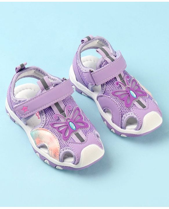 Cute Walk by Babyhug Butterfly Applique Velcro Closure Sandals - Purple