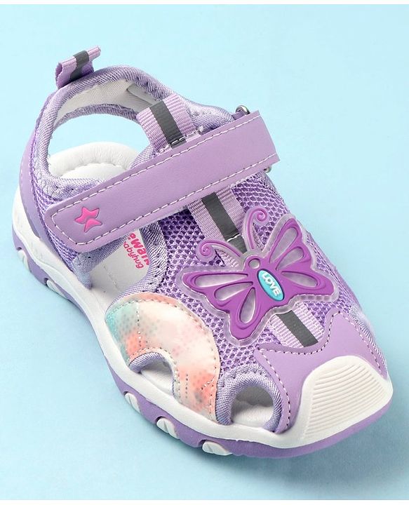 Cute Walk by Babyhug Butterfly Applique Velcro Closure Sandals - Purple
