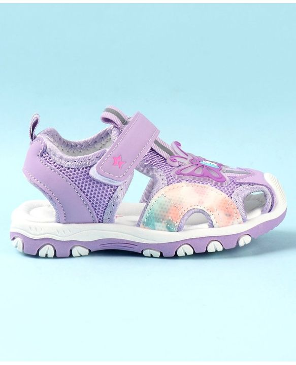 Cute Walk by Babyhug Butterfly Applique Velcro Closure Sandals - Purple
