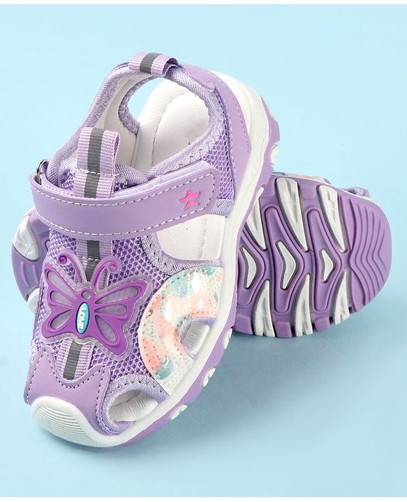 Cute Walk by Babyhug Butterfly Applique Velcro Closure Sandals - Purple