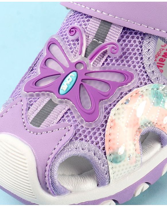 Cute Walk by Babyhug Butterfly Applique Velcro Closure Sandals - Purple
